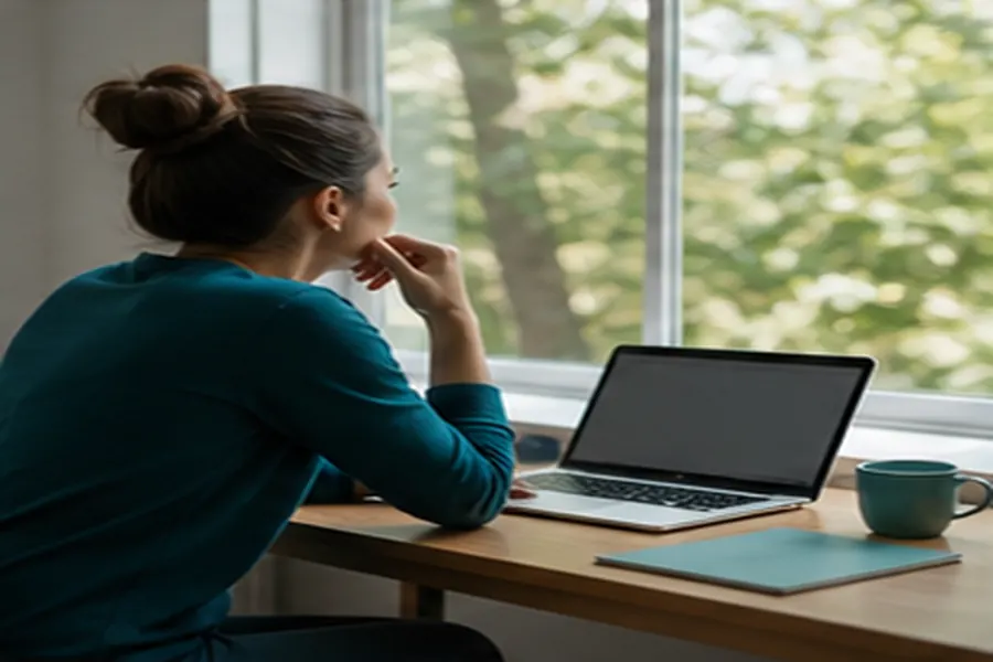 Contextual view illustrating alternate sitting and standing