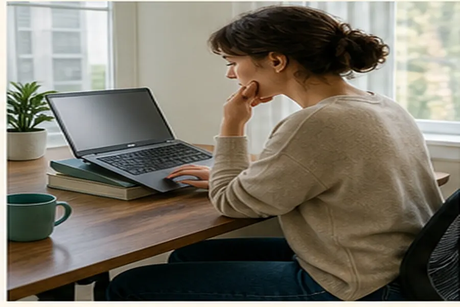 Contextual view illustrating ergonomic home office setup