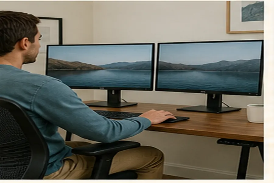 Contextual view illustrating keyboard and mouse placement
