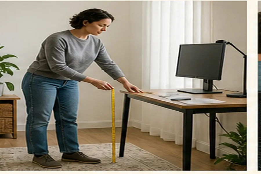 Contextual view illustrating monitor height and distance