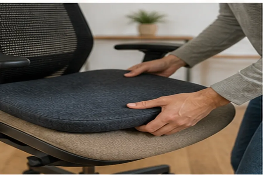 Contextual view illustrating office chair adjustment