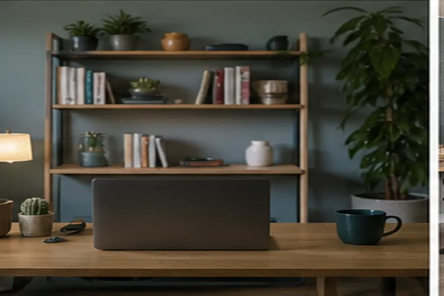 Contextual view illustrating portable work from home setup