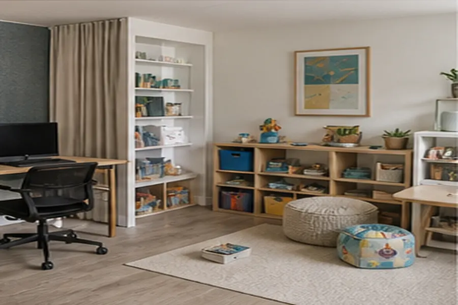 Contextual view illustrating renter friendly home office