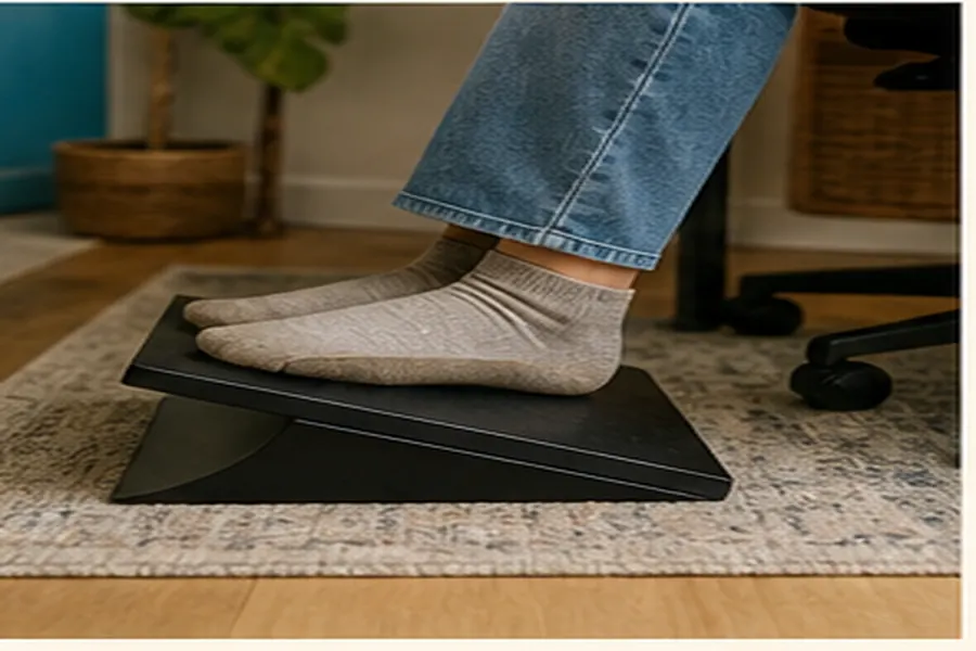 Contextual view illustrating standing desk setup