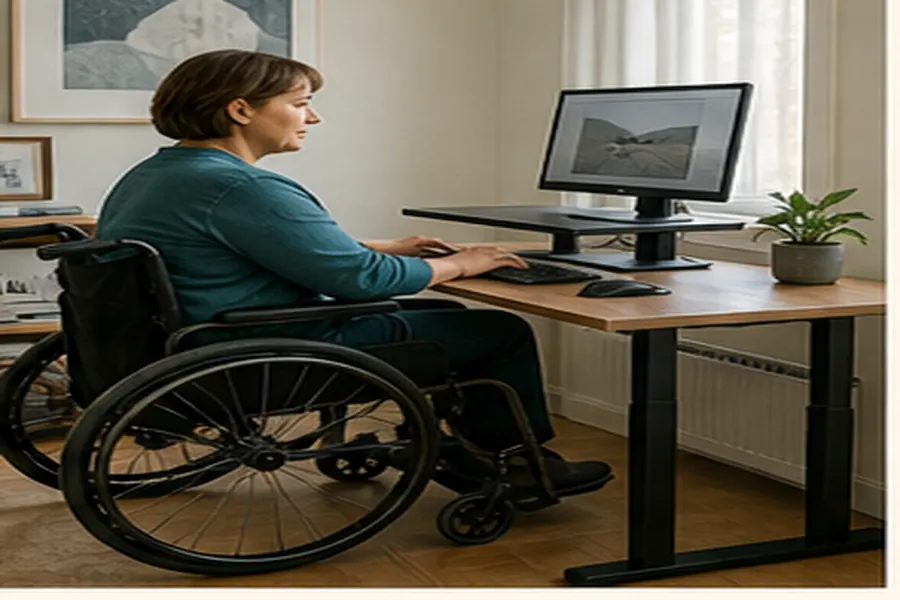 Supporting workspace example for standing desk setup